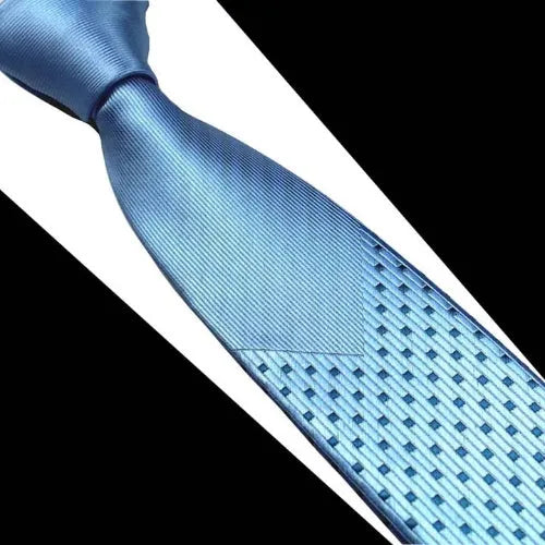 Luxury Silk Narrow Tie for Men in Blue with Dotted Pattern