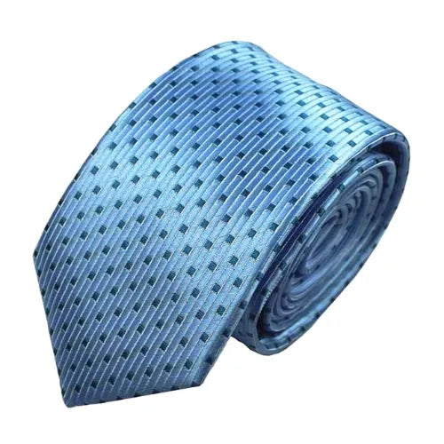 Luxury Silk Narrow Tie for Men in Blue with Dotted Pattern