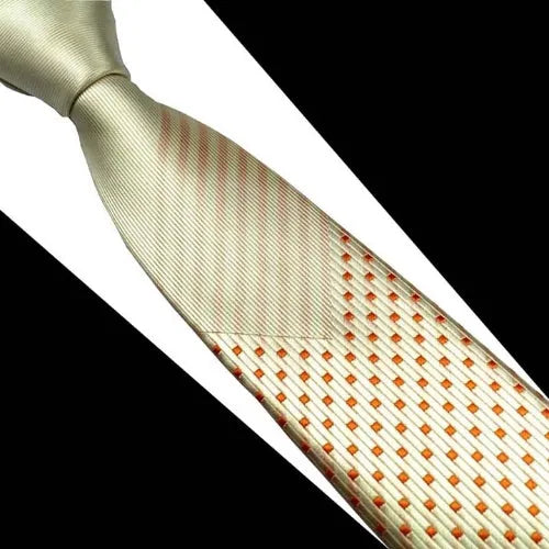 Champagne Dotted Luxury Silk Narrow Tie for Classy Men