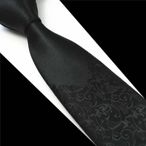 Luxury Silk Narrow Tie for Men - Classy Black Floral Design