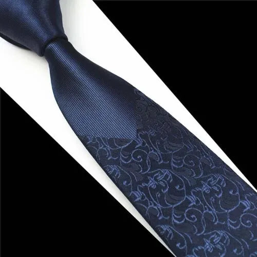 Luxury Silk Narrow Tie for Men - Classy Blue Floral Design