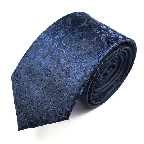 Luxury Silk Narrow Tie for Men - Classy Blue Floral Design