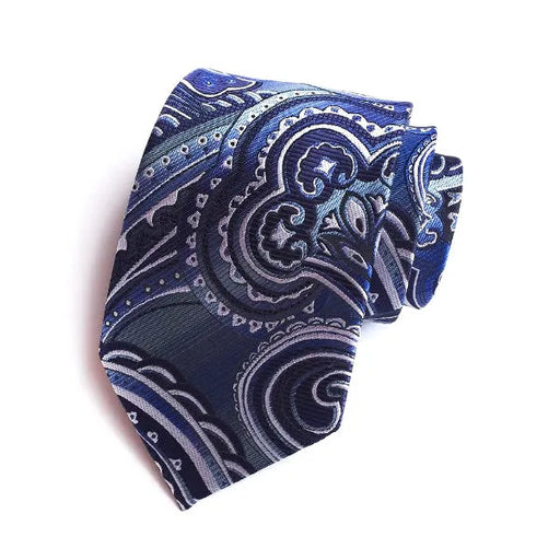 Blue Silk Paisley Tie for Classy Men - Elegant Accessory for Formal Occasions