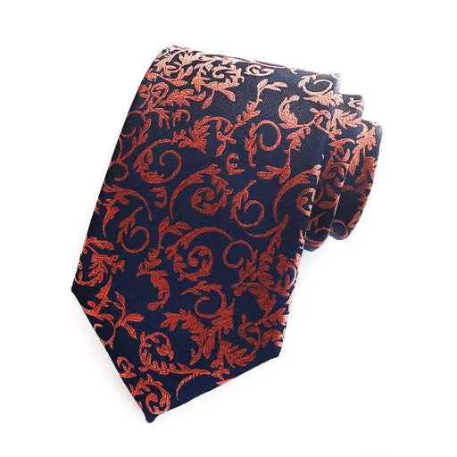 Elegant Orange Blue Floral Silk Tie for Men