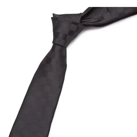 Black Checkerboard Skinny Tie for Classy Men - Elegant Formal Accessory