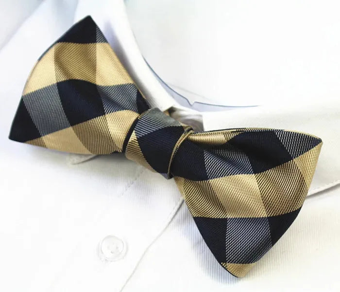 Checkered Silk Self-Tie Bow Tie for Classy Men - Casual Elegance Accessory