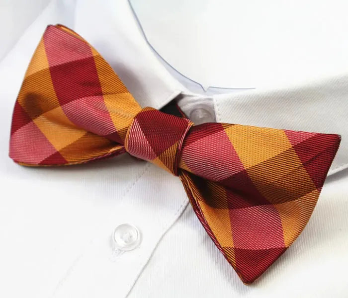 Spanish Checkered Silk Self-Tie Bow Tie for Classy Men