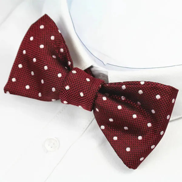 Wine Red Dotted Silk Self-Tie Bow Tie for Classy Men