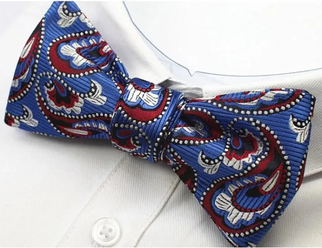 Silk Self-Tie Bow Tie in Classy Blue Pattern for Men