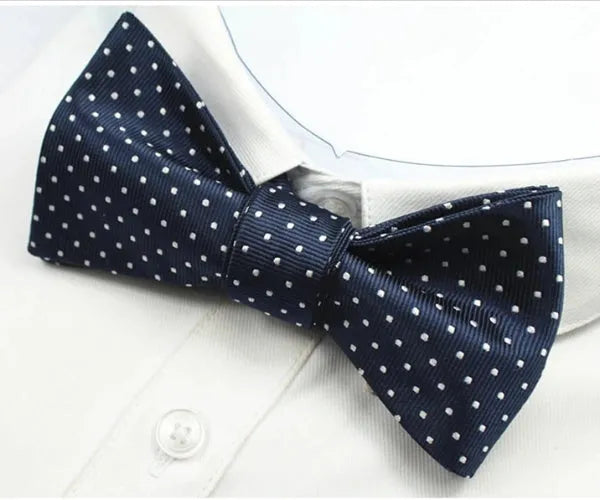 Blue Dotted Silk Self-Tie Bow Tie for Classy Men