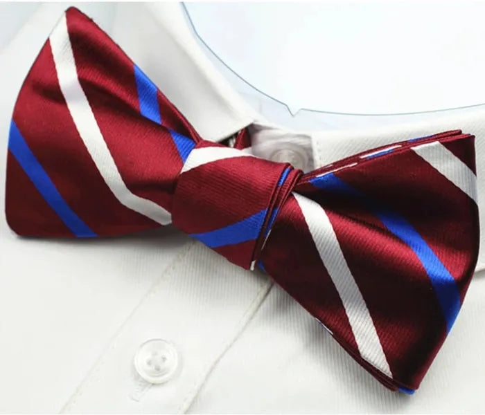 Silk Self-Tie Bow Tie for Men - Classy Wine Striped Design