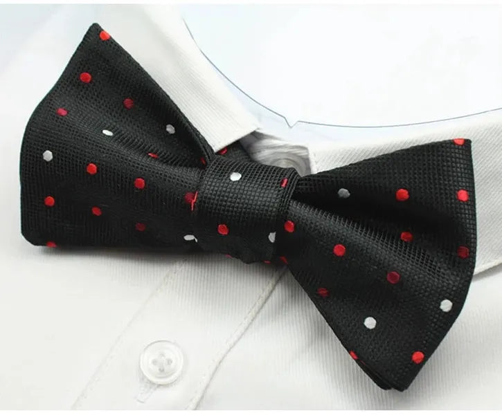 Silk Self-Tie Bow Tie for Men in Classy Black with Dotted Design