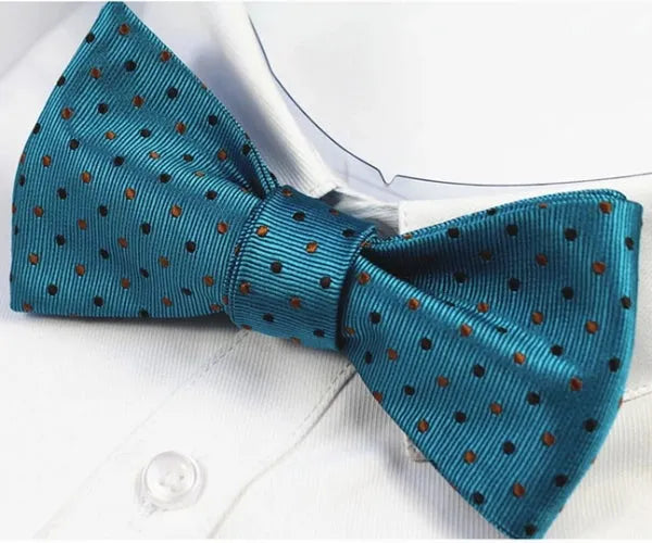 Teal Dotted Silk Self-Tie Bow Tie for Classy Men