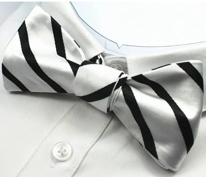 Self-Tie Bow Tie for Men in Elegant White and Black Silk