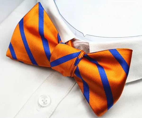 Orange and Blue Silk Self-Tie Bow Tie for Classy Men