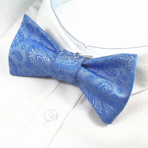 Blue Paisley Silk Self-Tie Bow Tie for Classy Men