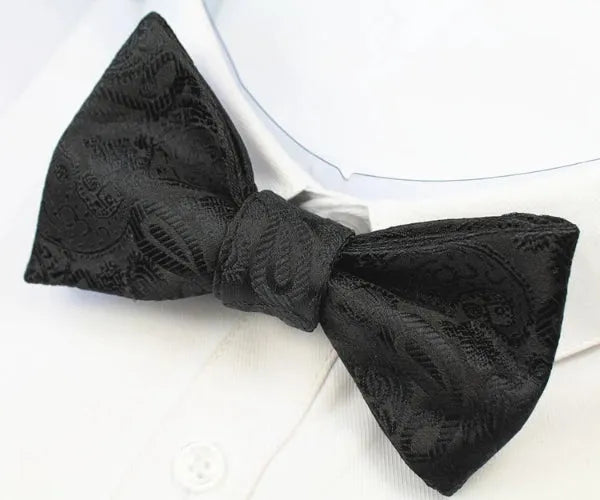 Black Paisley Silk Self-Tie Bow Tie for Classy Men
