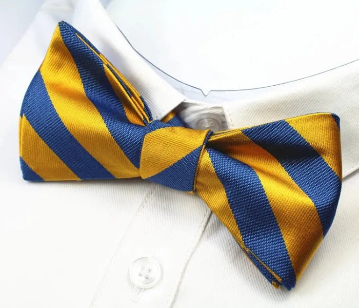 Self-Tie Bow Tie for Men in Classy Blue and Yellow Silk Fabric