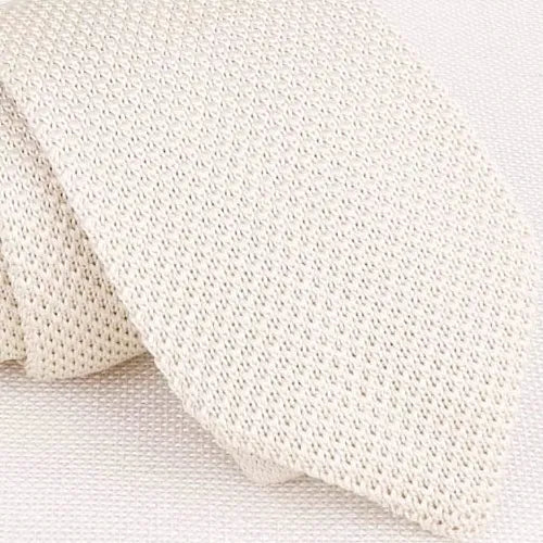 Solid White Knitted Tie for Men - Classy and Elegant Accessory