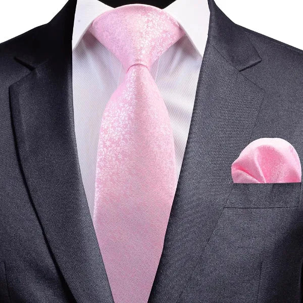 Elegant Pink Floral Silk Necktie for Classy Men