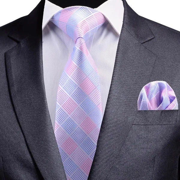 Pastel Checkered Silk Necktie for Classy Men