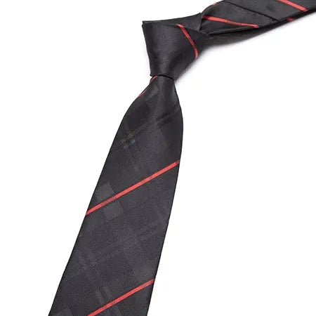 Classic Black and Red Striped Necktie for Men - Elegant Accessory for Formal Attire