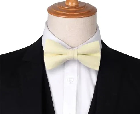 Light Yellow Cotton Pre-Tied Bow Tie for Classy Men