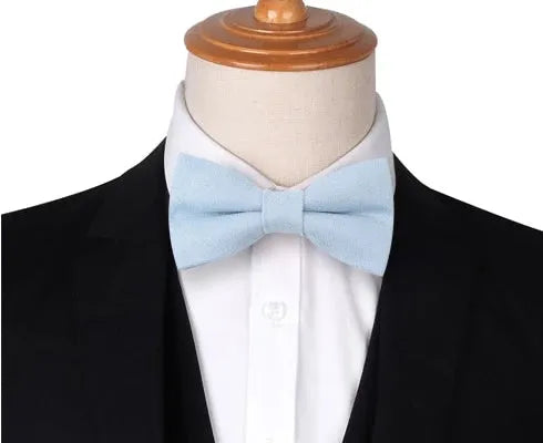 Pastel Blue Cotton Pre-Tied Bow Tie for Classy Men