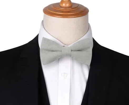 Light Grey Cotton Pre-Tied Bow Tie for Classy Men