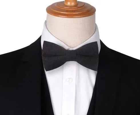 Mens Black Cotton Pre-Tied Bow Tie - Classy Accessory for Formal Events