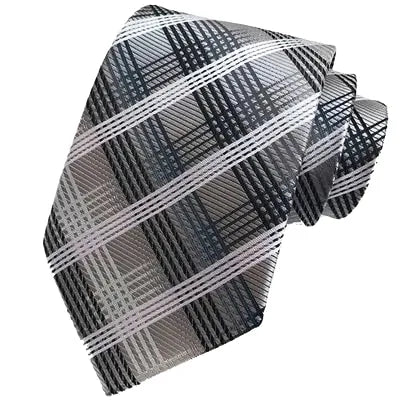 Elegant Champagne Checkered Silk Tie for Classy Men