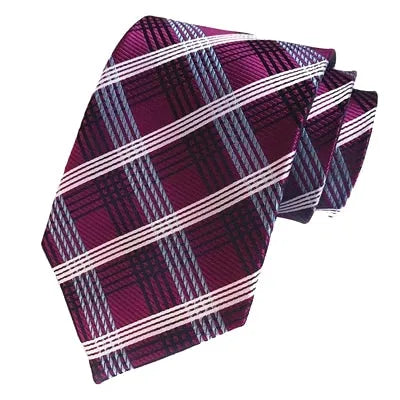 Elegant Pink Checkered Silk Tie for Classy Men