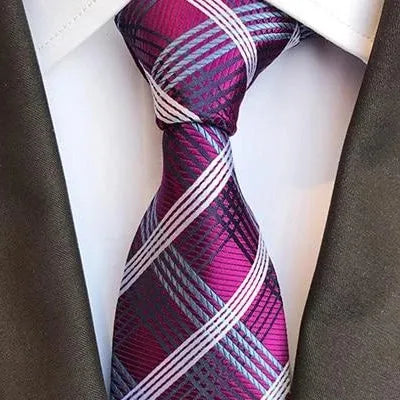 Elegant Pink Checkered Silk Tie for Classy Men
