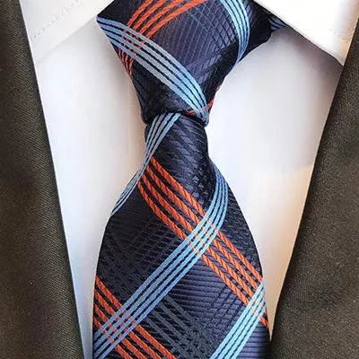 Elegant Orange Checkered Silk Tie for Men - Classy Formal Accessory