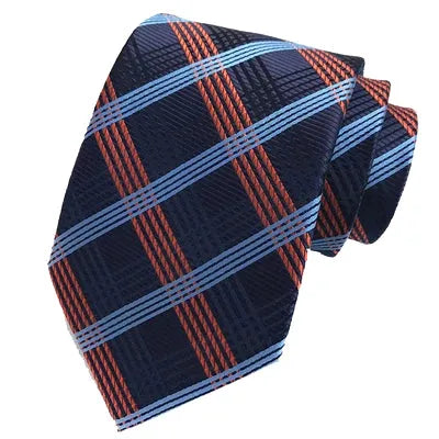 Elegant Orange Checkered Silk Tie for Men - Classy Formal Accessory