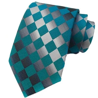 Elegant Teal Check Silk Tie for Classy Men