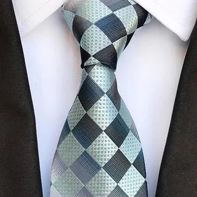 Elegant Grey Check Silk Tie for Classy Men