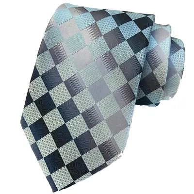 Elegant Grey Check Silk Tie for Classy Men