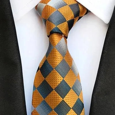 Elegant Yellow Check Silk Tie for Classy Men