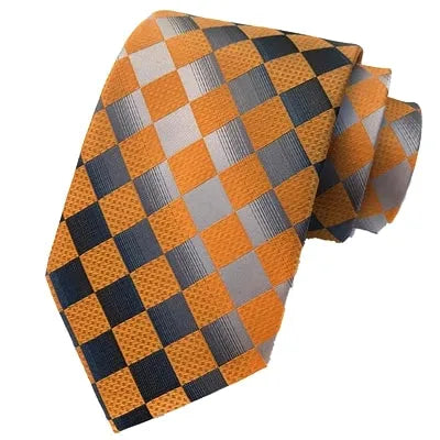 Elegant Yellow Check Silk Tie for Classy Men