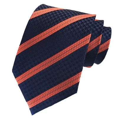 Elegant Black and Orange Silk Tie for Classy Men