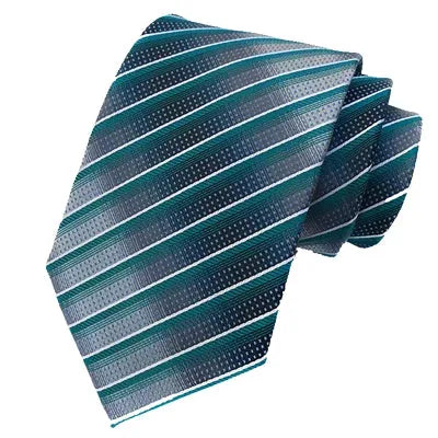 Teal Striped Silk Tie for Men - Classy and Elegant Accessory