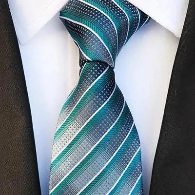 Teal Striped Silk Tie for Men - Classy and Elegant Accessory