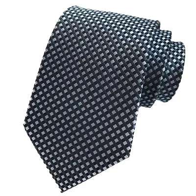 Elegant Grey Grid Silk Tie for Classy Men
