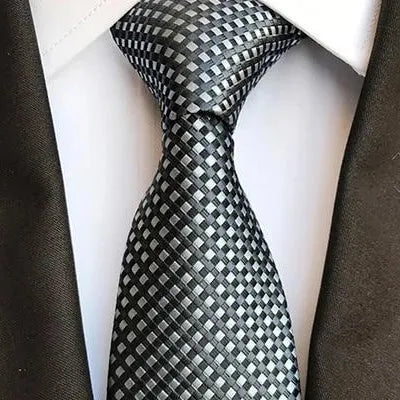 Elegant Grey Grid Silk Tie for Classy Men