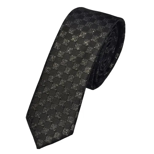 Skinny Black Checkerboard Tie for Classy Men - Stylish Accessory for Any Occasion