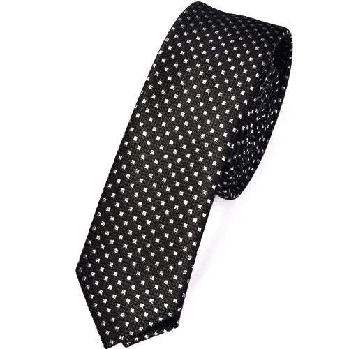 Skinny Black Dot Tie for Men Classy Square Design