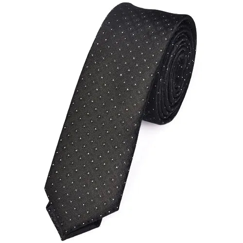 Skinny Black Mini Dot Tie for Classy Men Elegant Accessory for Any Occasion