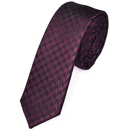 Purple Houndstooth Skinny Tie for Classy Men