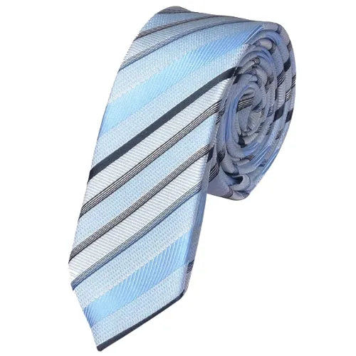 Light Blue Striped Skinny Tie for Classy Men